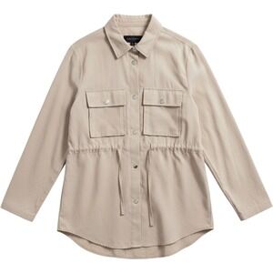 Love Tree Women Tan Khaki Utility Field Jacket Drawstring Waist‎ travel casual